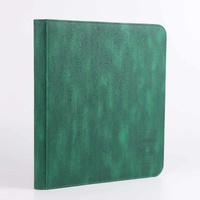 Game Mate Premium 12 Pocket Zippered Green Wood Grain Card Binder