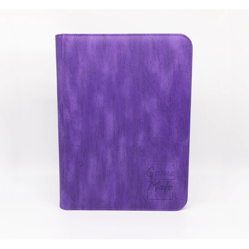 Game Mate Premium 9 Pocket Zippered Purple Wood Grain Card Binder