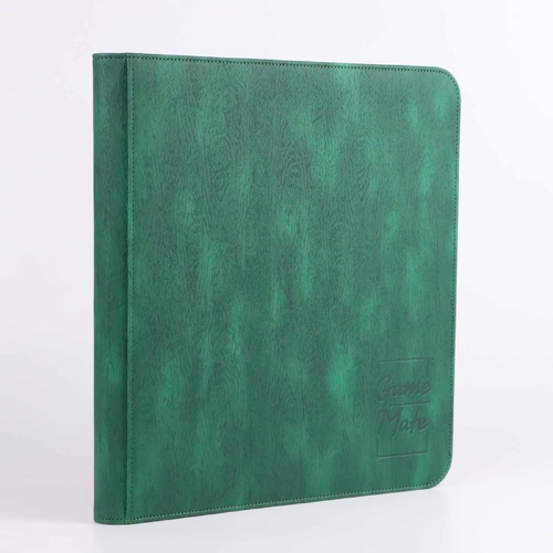 Game Mate Premium 12 Pocket Zippered Green Wood Grain Card Binder